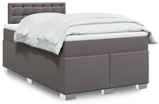 Κρεβάτι Boxspring με Στρώμα Γκρι 120x190εκ. από Συνθετικό Δέρμα - Γκρι