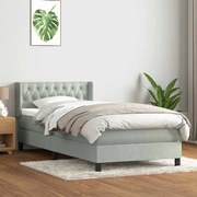 BOX SPRING ΚΡΕΒΑΤΙ ΜΕ ΣΤΡΩΜΑ ΑΝΟΙΧΤΟ ΓΚΡΙ 90X210 CM ΒΕΛΟΥΔΙΝΟ 3318351