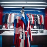 Σετ των 2 Intra Συλλεκτικό Ξύλινο Παζλ Plywood  4mm - Επίδειξη μόδας: Κόκκινο, λευκό και μπλε παλτό Σε Ξύλινο Κουτί - Διαστάσεις: 10x10 cm – 25 κομμάτια