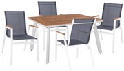 Σετ Κήπου Τραπεζαρία HM11419 5 τεμ Αλουμινίου Λευκό με Τραπέζι Polywood 120x80x72.5 εκ. &amp; 4 Καρέκλες