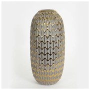 Βάζο Κεραμικό Γκρι &amp; Χρυσό 15.5x15.5x32.5cm 752-20236 Estheti 752-20236 Χρυσό