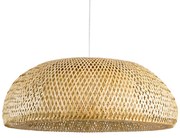 00674 GloboStar®  SAN TROPEZ 00674 Boho Κρεμαστό Φωτιστικό Ανάρτηση Μονόφωτο 1 x E27 IP20 Μπεζ Ξύλο - Μ80 x Π80 x Y28cm