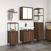 vidaXL Σετ επίπλων μπάνιου 3 τεμαχίων σε καφέ δρυός με επεξεργασμένο ξύλο