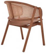 Πολυθρόνα Anlene  σκελετός teak ξύλο σε καρυδί απόχρωση με φυσικό rattan 62x54x82εκ