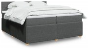 Κρεβάτι Boxspring με Στρώμα Σκούρο Γκρι 200x200 εκ. Υφασμάτινο