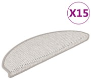 vidaXL Πατάκια Σκάλας Αυτοκόλ. 15 τεμ. Όψη Σιζάλ Πλατίνα 65x21x4 εκ.
