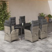 vidaXL Σετ Τραπεζαρίας Κήπου 7 τεμ. Αν. Γκρι Συνθ. Ρατάν με Μαξιλάρια