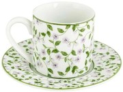 Φλυτζάνια Καφέ Με Πιατάκια Floral (Σετ 6Τμχ) PR232450010 90ml White-Green Oriana Ferelli® Πορσελάνη