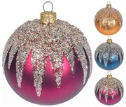 JΚ Home Décor - Μπάλα Γυάλινη Ματ 3Σχδ με Glitter 8cm