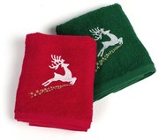 Πετσέτες Χριστουγεννιάτικες Rudolph (Σετ 2τμχ) Red-Green DimCol Towels Set