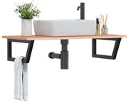 vidaXL Ράφι Νιπτήρα Τοίχου από Ατσάλι / Μασίφ Ξύλο Δρυός