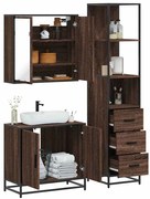 vidaXL Σετ Επίπλων Μπάνιου 3 Τεμαχίων Καφέ Δρυς από Τεχν. Ξύλο