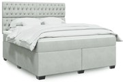 vidaXL Κρεβάτι Boxspring με Στρώμα Ανοιχτό Γκρι 180x200 εκ. Βελούδινο