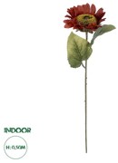 GloboStar® Artificial Garden RED SUNFLOWER  BRANCH 21114 Τεχνητό Διακοσμητικό Κλαδί Ηλιοτρόπιο Κόκκινο Y50cm