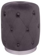 Σκαμπό Κυλινδρικό Torrie HM8405.01 Φ37x46cm Με Ασημί Βάση Βελούδινο Grey Velvet