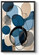 Πίνακας σε καμβά "Blue and Beige Abstract" Megapap ψηφιακής εκτύπωσης με κορνίζα χρώμα μαύρο 70x100x3εκ.-GP033-0178