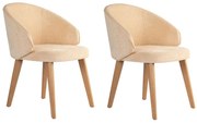 Καρέκλα Bentley (Σετ 2Τμχ) 566WYL1103 48x58x86cm Beige-Oak Ξύλο,Ύφασμα
