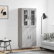 vidaXL Ντουλάπι Γκρι Sonoma 69,5 x 34 x 180 εκ. Επεξεργασμένο Ξύλο