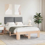 vidaXL Σκελετός Κρεβατιού με Επενδεδυμένο Κεφαλάρι Ανοιχτό γκρι