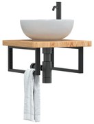 vidaXL Ράφι Νιπτήρα Τοίχου από Ατσάλι / Μασίφ Ξύλο Δρυός