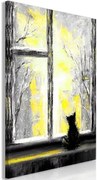 Πίνακας - Longing Kitty (1 Part) Vertical Yellow - 40x60