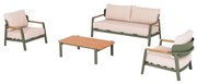 OUTDOOR LOUNGE SET 4PCS ELARA  GREEN ALUMINUM-BEIGE OLEFIN-TEAK WOOD