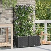 vidaXL Γλάστρες Κήπου 1 τεμ Καφασωτό Μαύρο 80 x 40 x 142 cm Πλαστικό
