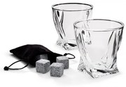 Twisted Glasses With Stone-Σετ 2 Ποτήρια-Θήκη 4 Κύβοι Πάγου από Πέτρα 93491 The Source 93491