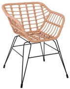 SALSA-S Πολυθρόνα Κήπου, Μέταλλο Βαφή Μαύρο, Wicker Φυσικό (χωρίς μαξιλάρι)