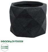 20726 GloboStar®  Artificial Garden GENOVA 20726 Επιδαπέδιο Πολυεστερικό Τσιμεντένιο Κασπώ Γλάστρα - Flower Pot Μαύρο Φ40 x Υ30cm