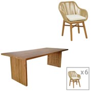 Intrahome Τραπεζαρία Kalie-Zibra Intrahome σετ 7τεμ σε φυσική-μπεζ απόχρωση 220x100x75εκ | SKU: INTRAPA-454111178