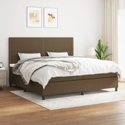 vidaXL Κρεβάτι Boxspring με Στρώμα Σκούρο Καφέ 200x200 εκ. Υφασμάτινο