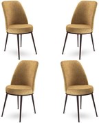 Καρέκλα Dexa Babyface (Σετ 4Τμχ) 240CHR1396 45x42x89cm Cappuccino Μέταλλο,Ύφασμα