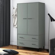 vidaXL Ντουλάπα OSLO Γκρι 90x55x172,5 εκ. Μασίφ Ξύλο με Μετ. Πόδια