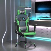 vidaXL Καρέκλα Gaming Μασάζ Υποπόδιο Μαύρο/Πράσινο από Συνθετικό Δέρμα