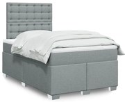 vidaXL Κρεβάτι Boxspring με Στρώμα Ανοιχτό Γκρι 120x200 εκ. Υφασμάτινο