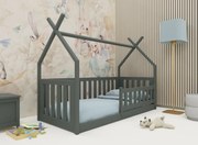 Παιδικό κρεβάτι Μονό Born για στρώμα 80x200cm Ανθρακί 208x87x137cm - LAN4563