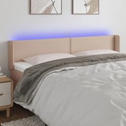 vidaXL Κεφαλάρι Κρεβατιού LED Καπουτσίνο 203x16x78/88εκ. Συνθετ. Δέρμα
