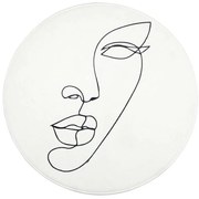 Πατάκι Μπάνιου Αντιολισθητικό Line Art 02-18092 White-Black Estia 80 x 80 100% Βαμβάκι