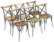 vidaXL Καρέκλες Τραπεζαρίας 6 τεμ. από Μασίφ Ανακυκλωμένο Ξύλο