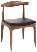 Καρέκλα τραπεζαρίας ALOR Rubberwood Καρυδί με PU Μαύρο 55x51x75Υεκ. 2αδα 55x51x75 εκ.