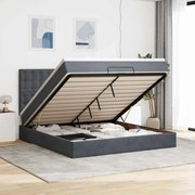 vidaXL Οθωμανικό κρεβάτι με στρώματα &amp; LEDs Σκούρο γκρι Velvet