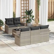 vidaXL Σετ Καναπέ 6 τμχ Κήπου με Μαξιλάρια Ανοιχτό Γκρι Πολυεστερικό Ρατάν