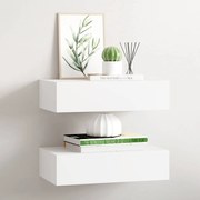 vidaXL Ράφια Τοίχου με Συρτάρια 2 Τεμ. Λευκά 40 x 23,5 x 10εκ. από MDF