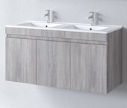 Πάγκος μπάνιου με Διπλό Νιπτήρα OMEGA 120 Grey Oak 120x46x60 εκ. 120x46x60 εκ.