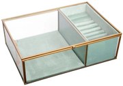 Κοσμηματοθήκη με Καπάκι &amp; Αλυσίδα 25x17,5x8.5cm Γυαλί -Μέταλλο Χρυσαφί Etoile DF-018