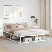 vidaXL Πλαίσιο κρεβατιού χωρίς στρώμα Λευκό 160x200 cm Μεταλλικό
