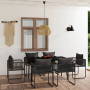 vidaXL Σετ Τραπεζαρίας Κήπου 7 Τεμαχίων Μαύρο