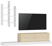 Έπιπλο τηλεόρασης Rumba pakoworld σε λευκή-oak απόχρωση 180x30x31εκ