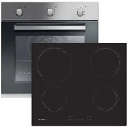 Σετ εντοιχιζόμενος φούρνος Candy FCP602X με χωρητικότητα 65L, ενεργειακή κλάση Α+ και κεραμική εστία Candy CH64CCB με 4 ζώνες μαγειρέματος